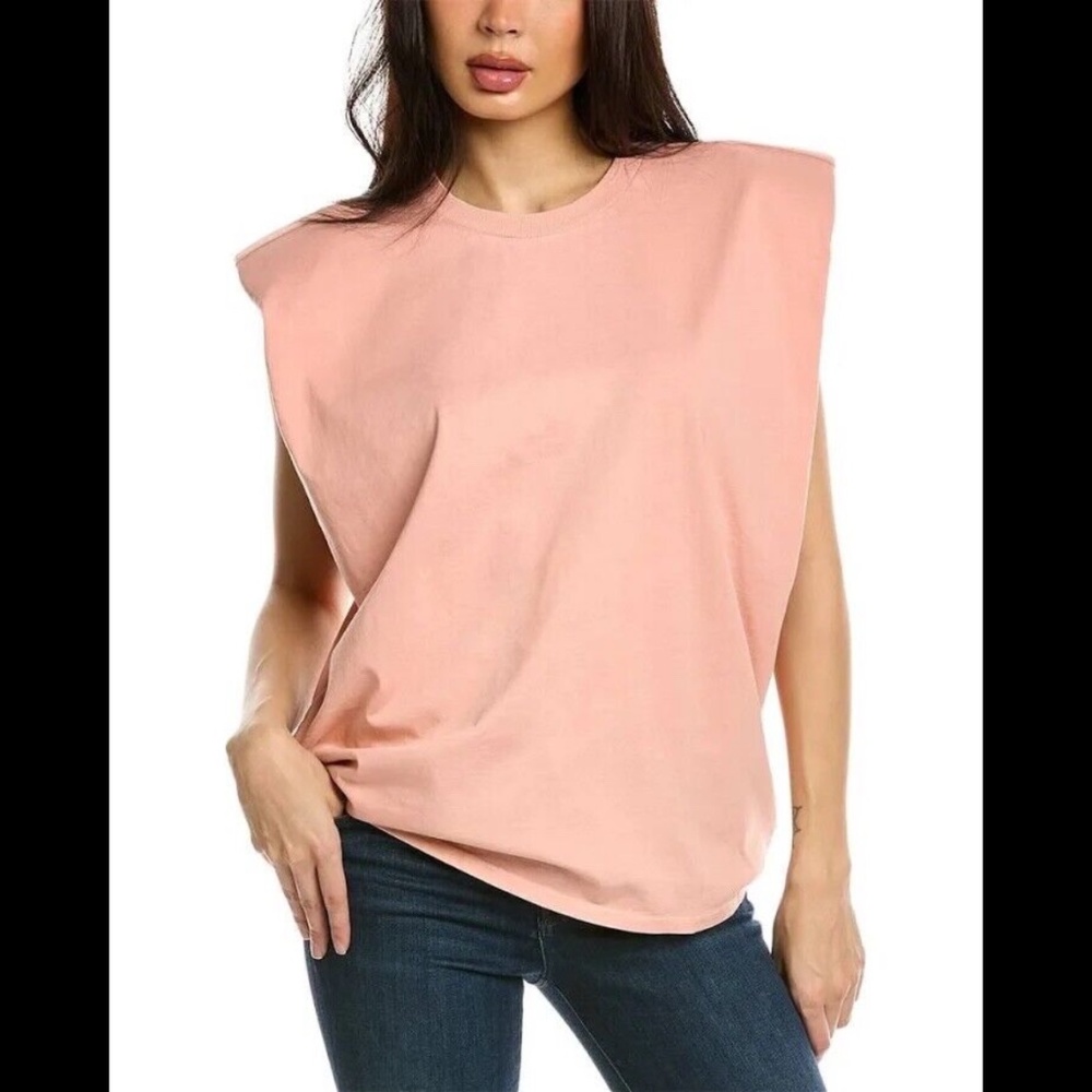 Sandrine Rose X Free People Padded Shoulder Muscle Tank Top Tee Pink Size M